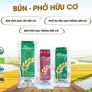 Bún Phở HaSaBio bún tươi sấy khô, bún tươi gạo lứt, phở ăn liền (hữu cơ)