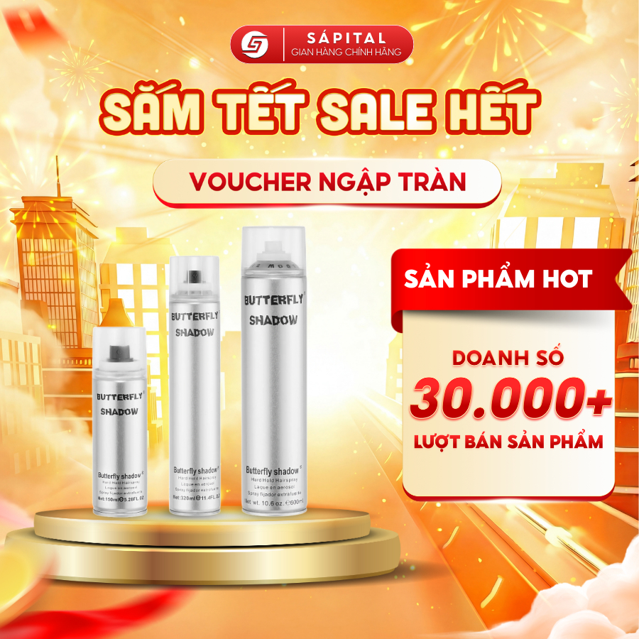 [GÔM CHÍNH HÃNG] Gôm Xịt Tóc Butterfly Shadow - GÔM CỨNG dành cho nam&nữ, Giữ nếp tóc lên tới 24h