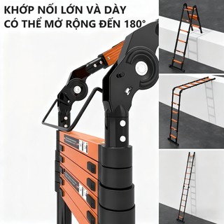 thang gấp gọn Thang Nhôm Rút Inox Chữ A Chữ I Nhập Khẩu Thang Rút Đôi Đơn Chất Liệu Nhôm Inox Cao 1.7M 2.1M 2.5M 2.9M