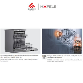 Máy Rửa Chén Độc Lập Hafele HDW-F602TS (535.29.551) - 3-4 bữa ăn Việt (14 bộ Châu Âu) - Bảo hành 36 tháng