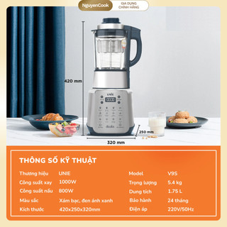 [CHÍNH HÃNG] MÁY LÀM SỮA HẠT CAO CẤP UNIE V9S PRO – DUNG TÍCH 1.75L – BẢO HÀNH 5 NĂM
