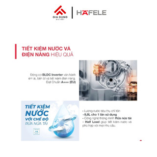 Máy Rửa Chén Độc Lập Hafele HDW-F602EB (538.21.360) - 3-4 bữa ăn Việt (14 bộ Châu Âu) - Bảo hành 36 tháng