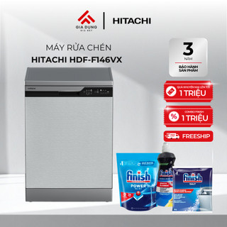 Máy Rửa Chén Độc Lập HITACHI HDF-F146VX - 3-4 bữa ăn Việt (14 bộ châu Âu) - Bảo hành chính hãng 24 tháng