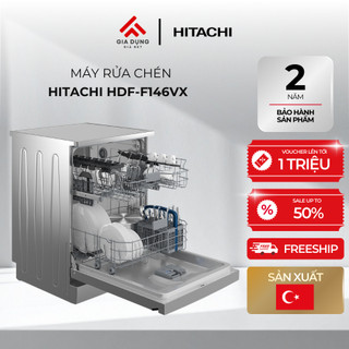 Máy Rửa Chén Độc Lập HITACHI HDF-F146VX - 3-4 bữa ăn Việt (14 bộ châu Âu) - Bảo hành chính hãng 24 tháng