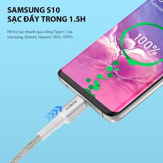 Cáp Sạc Nhanh RSC120 60W dây dù chống rối dài 120CM ROBOT BẢO HÀNH 12 THÁNG