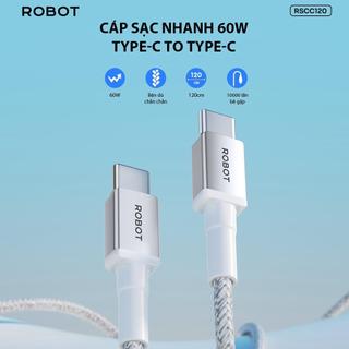 Cáp Sạc Nhanh RSC120 60W dây dù chống rối dài 120CM ROBOT BẢO HÀNH 12 THÁNG