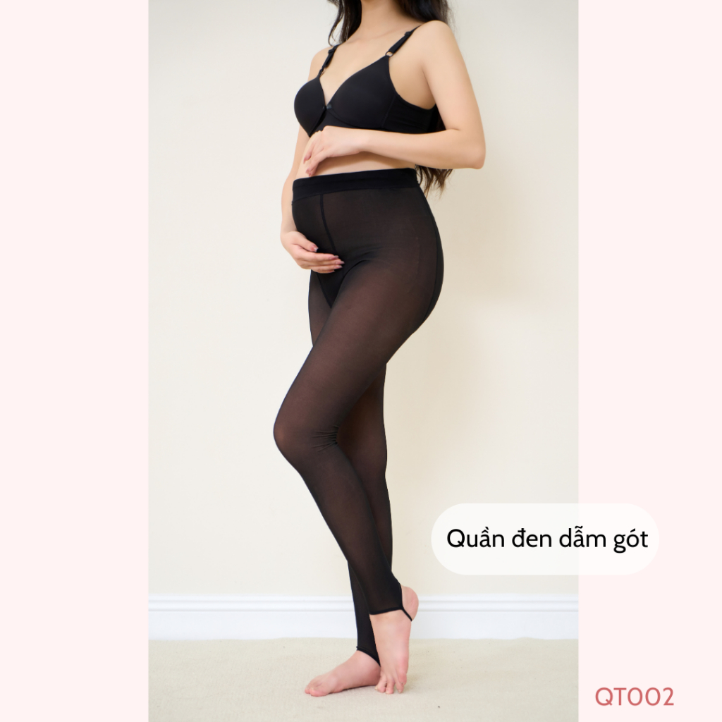 Quần tất bầu 3D, quần 2 lớp: lớp màu da + màu đen, dày vừa, ấm áp QT002 B2MUM