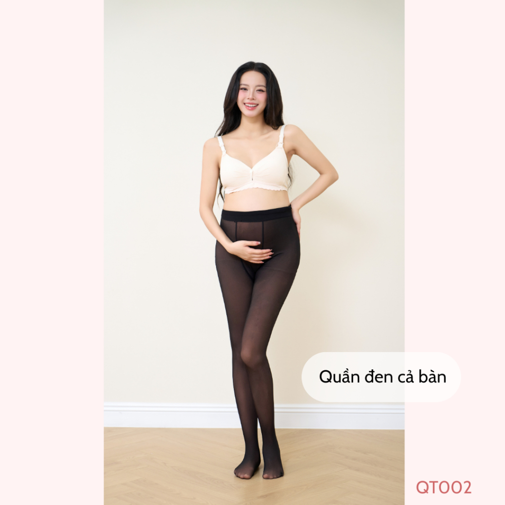 Quần tất bầu 3D, quần 2 lớp: lớp màu da + màu đen, dày vừa, ấm áp QT002 B2MUM