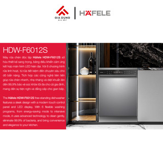 Máy Rửa Chén Độc Lập Hafele HDW-F6012S (535.29.671) - 3-4 bữa ăn Việt (15 bộ Châu Âu) - Bảo hành 36 tháng