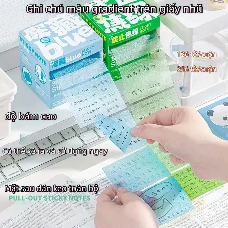 Hộp 126/265 Giấy Note Trong Suốt Chống Thấm NHAMOI, Giấy Ghi Chú Nhiều Màu Viết Được Bút Bi & Gel