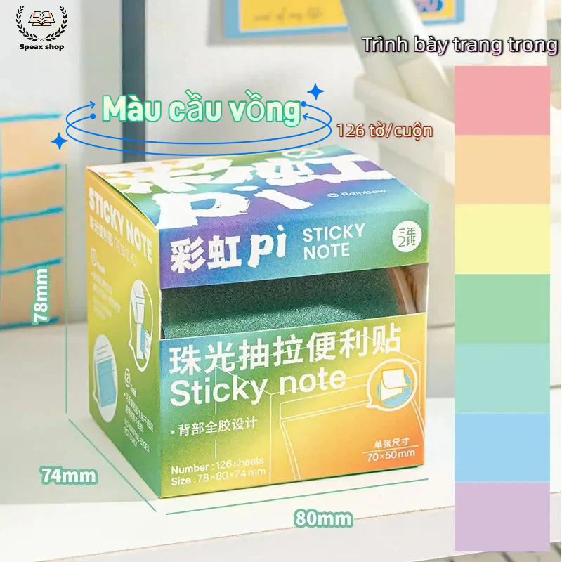 Giấy Note Trong Suốt NHAMOI 126/256 tờ Giấy Nhũ Chống Thấm Tái Sử Dụng Viết Được Bút Bi & Gel