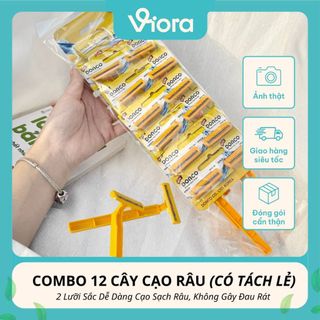 (CÓ TÁCH LẺ) Combo 12 Cây Cạo Râu Dorco TD709N – Dao Cạo Râu, Cạo Lông 2 Lưỡi Sắc Bén – VIORA SHOP