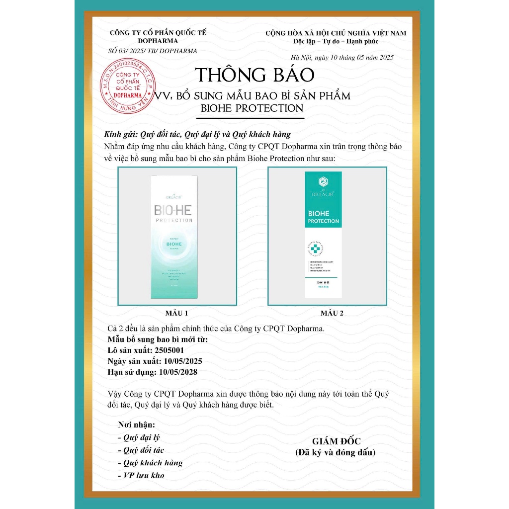 Kem Chống Nắng Sinh Học BIOHE Protection DR.LACIR (60g)