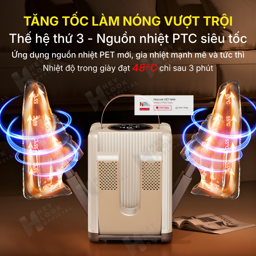 [TTT] Máy Sấy Giày Khử Mùi Bằng Tia Cực Tím Diệt Khuẩn, Xoay 360 Độ Giúp Sấy Giày Khử Mùi Nhanh Chóng - ảnh 2