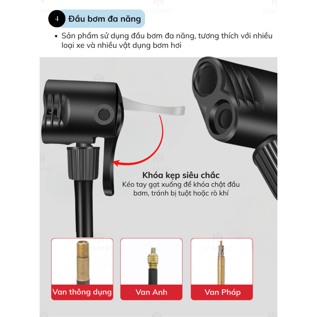 Bơm Xe Đạp Mini Có Giá Đỡ, Bơm Xe Đạp Nhiều Màu Đa Năng Thiết Kế Gọn Nhẹ Tiện Lợi, Độ Bền Cao