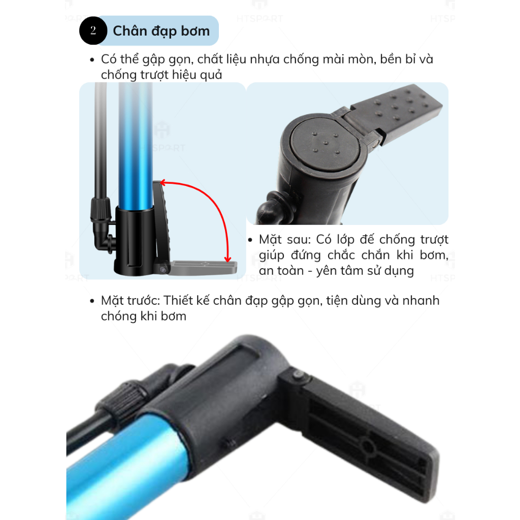 Bơm Xe Đạp Mini Có Giá Đỡ, Bơm Xe Đạp Nhiều Màu Đa Năng Thiết Kế Gọn Nhẹ Tiện Lợi, Độ Bền Cao