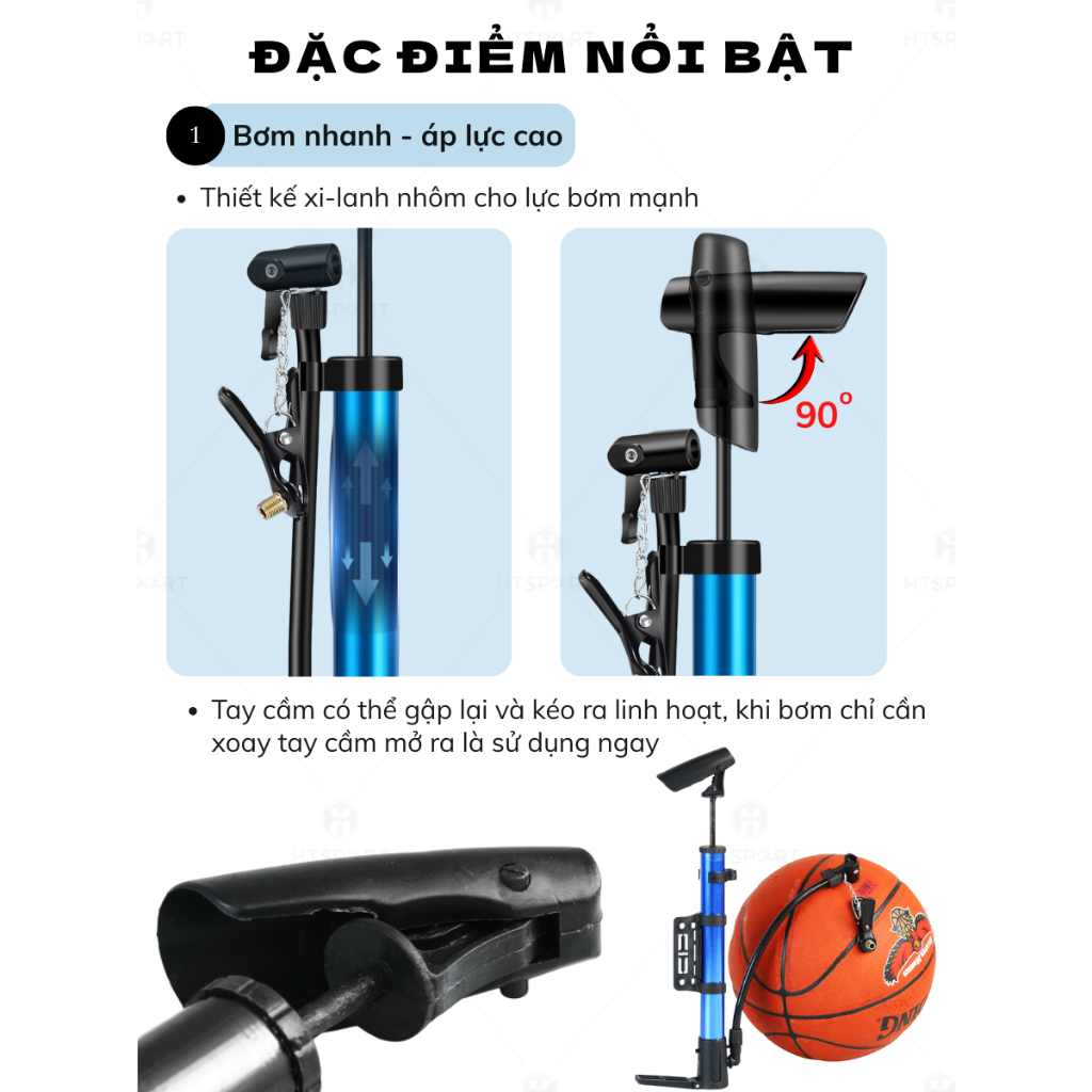 Bơm Xe Đạp Mini Có Giá Đỡ, Bơm Xe Đạp Nhiều Màu Đa Năng Thiết Kế Gọn Nhẹ Tiện Lợi, Độ Bền Cao
