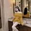Áo len trễ vai GUMIN thiết kế đan len đính kim sa sang chảnh, Áo len nữ thu đông dày dặn cao cấp