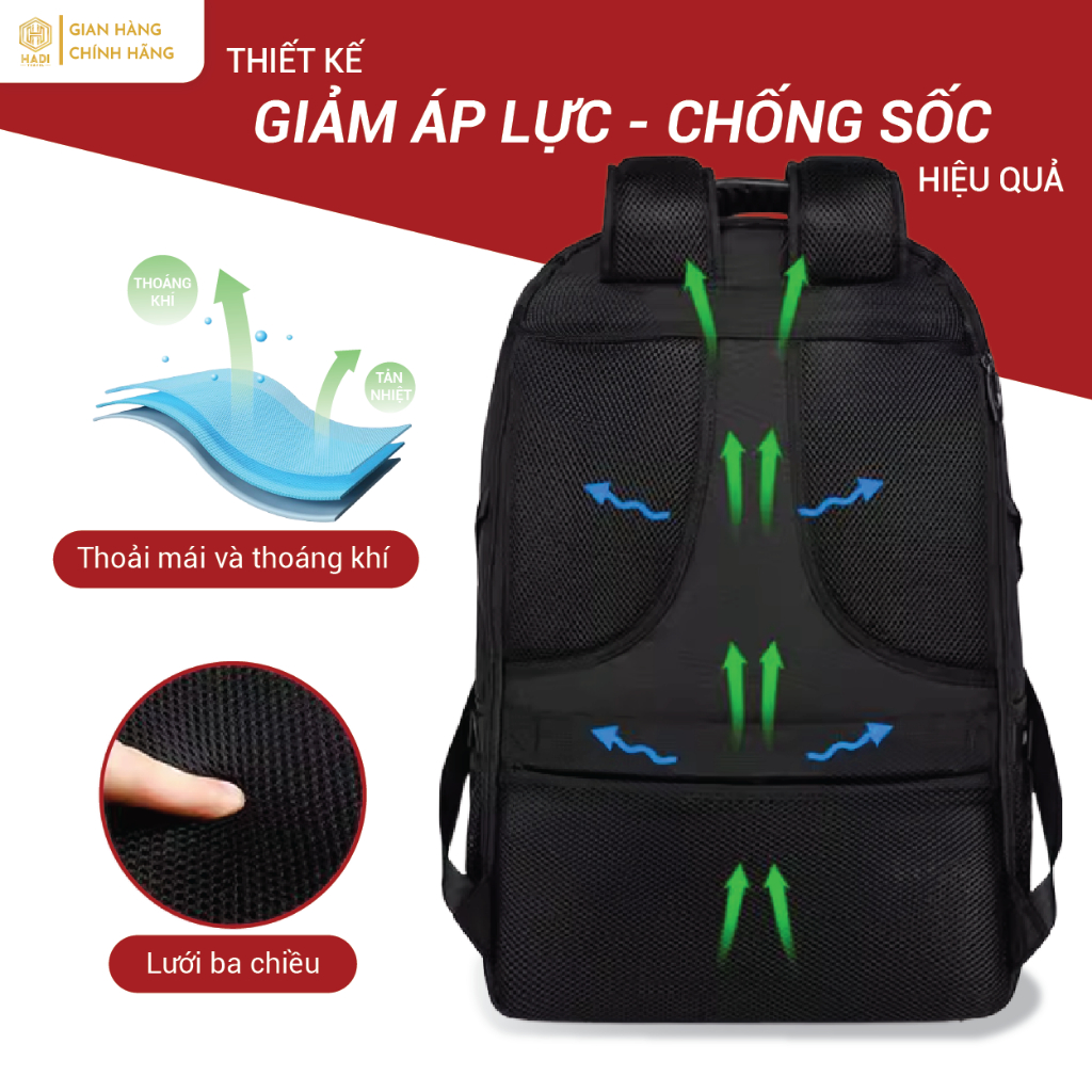 Balo du lịch lớn 50L 80L cho nam đựng laptop, ngăn giày riêng, chất liệu chống thấm bền đẹp B02
