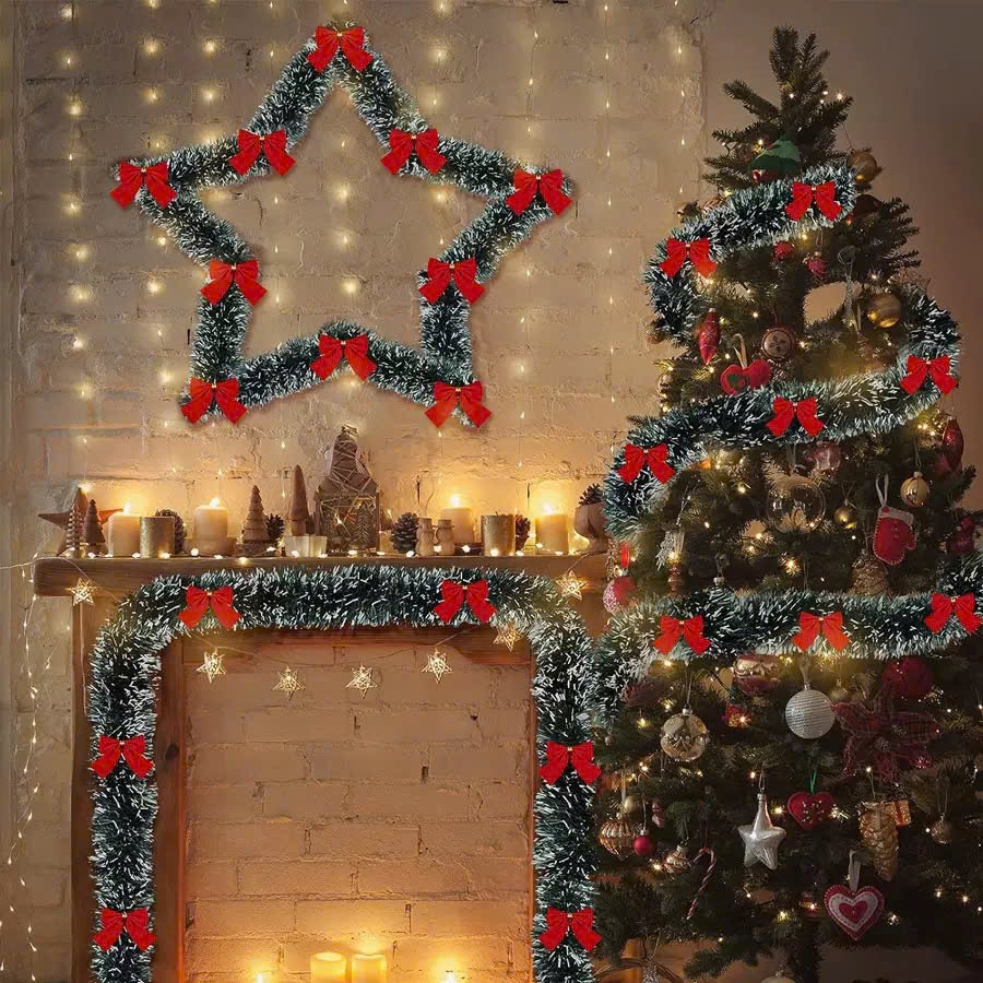 Dây chồn 1m8 + set 12 nơ trang trí không gian giáng sinh - Dây thông Noel