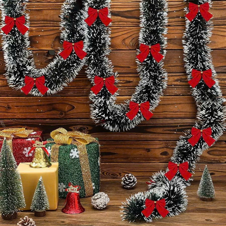 Dây chồn 1m8 + set 12 nơ trang trí không gian giáng sinh - Dây thông Noel