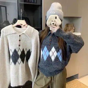 Áo sweater cổ bẻ dệt con thoi basic HAVANA LEN317