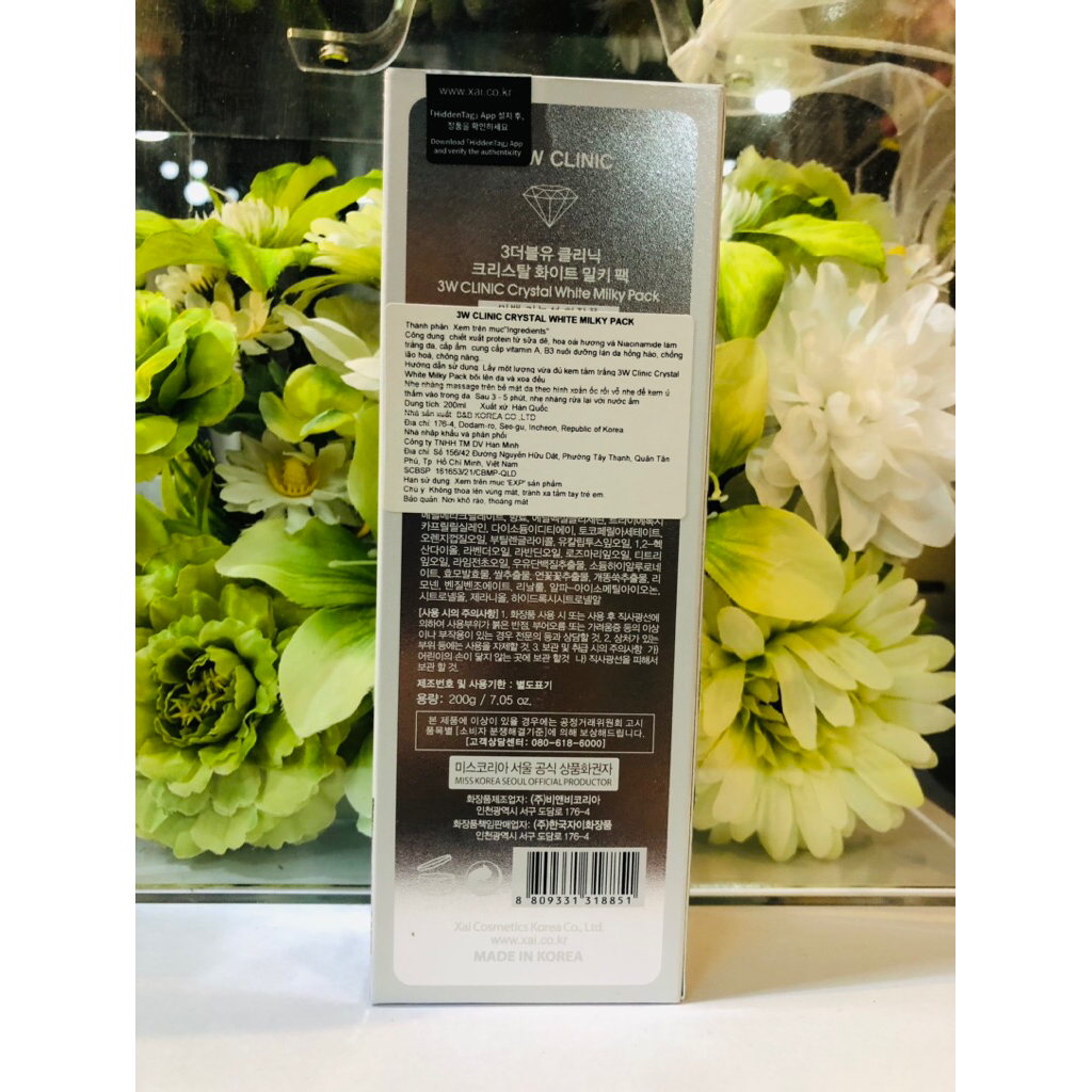 3W CLINIC WHITENING CRYSTAL WHITE MILK PACK TONE UP HÀN QUỐC