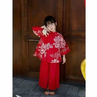 Áo dài cách tân cho bé gái sắc đỏ-hồng kèm quần hoa lá cành, set 2 món áo dài cho bé gái sz 10-30kg