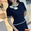 Đầm thiết kế BEMINE cổ tròn phối dây viền đính nơ dáng chữ A phù hợp đi làm-B179
