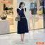 Đầm thiết kế BEMINE cổ tròn phối dây viền đính nơ dáng chữ A phù hợp đi làm-B179