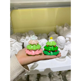 Tượng thạch cao trắng cây thông mini không kèm màu cọ