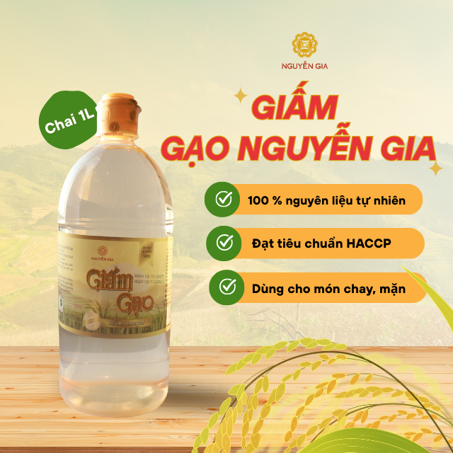 Giấm Gạo Nguyễn Gia Lên Men Tự Nhiên 1L NGG0022
