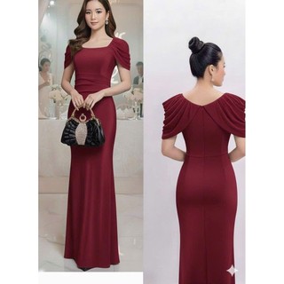Đầm váy dạ hội, đâm dự tiệc trung niên đuôi cá tay xếp ly sang trọng hàng cao cấp mm 2025a