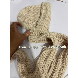 KHĂN LIỀN MŨ LEN VĨNH THỊNH ĐAN TAY - Ấm cổ vai gáy - Quà tặng handmade ý nghĩa