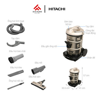 Máy Hút Bụi Công Nghiệp Hitachi CV-970Y 24CV​​ có công suất lớn 2200W - Dung tích 21L - Bảo hành chính hãng 24 tháng
