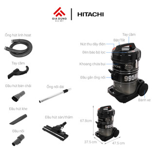 Máy Hút Bụi Công Nghiệp Hitachi CV-995HCA 24CV​​ có công suất lớn 2300W - Dung tích 25L - Bảo hành chính hãng 24 tháng