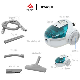 Máy Hút Bụi Hitachi CV-BF16 - Công suất lớn 1600W - Dung tích 1,5L - Bộ lọc tiêu chuẩn - Bảo hành 2 năm
