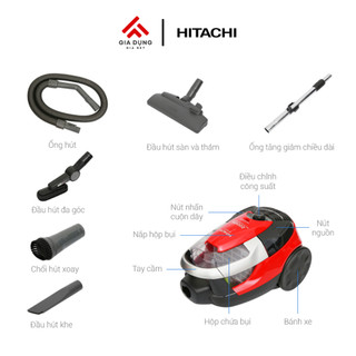 Máy Hút Bụi Hút Xoáy Hitachi CV-SE22V - Công suất 2200W - Dung tích 2,0L - Bộ lọc Hepa & Nano Titanium - Bảo hành 2 năm