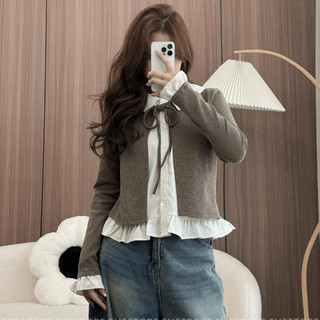 Ao thun Mix  Màu Cổ Bẻ Buộc Nơ Tay Bèo Siêu Xinh . T15
