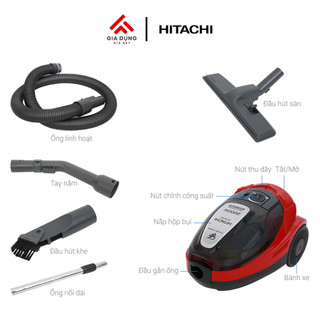 Máy Hút Bụi Hút Xoáy Hitachi CV-SF20V - Công suất 2000W - Dung tích 1,6L - Bộ lọc Hepa & Nano Titanium - Bảo hành 2 năm