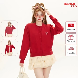 Áo khoác cardigan GRADPOPU dệt kim nơ giả hai mảnh phong cách trẻ trung ngọt ngào cho nữ APK85