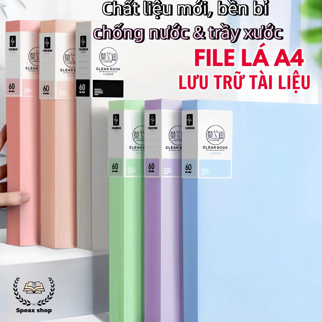 File Lá Đựng Tài Liệu A4 – Nhựa PP Chống Thấm Nước, Nhiều Ngăn, 20/30/40/60 Lá, Văn Phòng & Học Sinh
