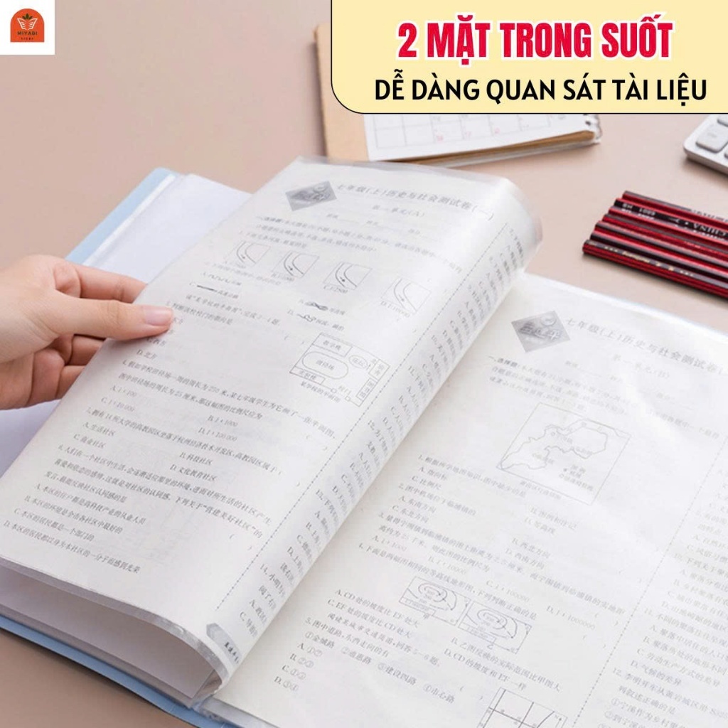 File Lá Đựng Tài Liệu A4 – Nhựa PP Chống Thấm Nước, Nhiều Ngăn, 20/30/40/60 Lá, Văn Phòng & Học Sinh