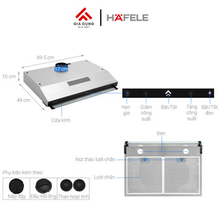 Máy Hút Mùi Hafele HC-BI70B (538.86.095) - Công suất 440m3/h - Điều khiển cảm hứng - Bảo hành 36 tháng