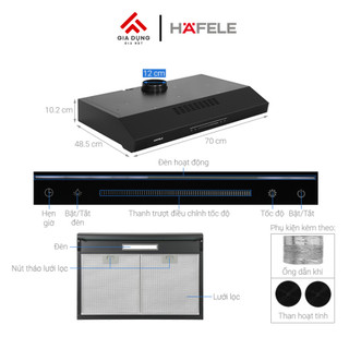 Máy Hút Mùi Hafele HC-B705B (533.87.797) - Công suất 500m3/h - Điều khiển vẫy tay và cảm hứng - Bảo hành 36 tháng