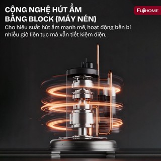 Máy hút ẩm gia dụng Block Fujihome DH10NEW, Công suất hút 10 lít/ ngày độ ồn thấp, lọc không khí ionizer