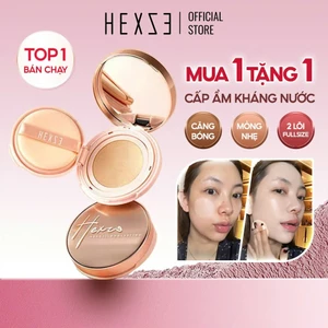 Cushion cấp ẩm lâu trôi HEXZE 15g, phấn nước căng bóng, mỏng nhẹ nâng tone tự nhiên TẶNG KÈM LÕI THAY 15G