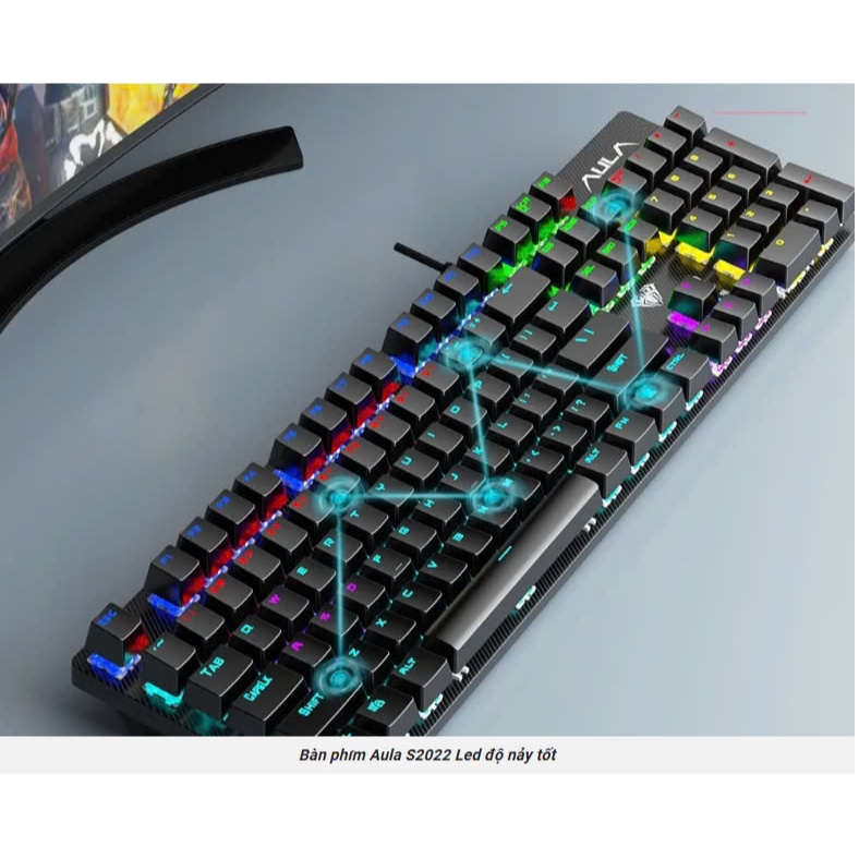 Bàn phím cơ gaming AULA S2022 Pro (Blue /Red switch, LED Rainbow) Chính Hãng | BigBuy360 - bigbuy360.vn
