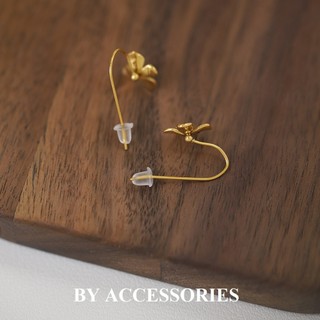 Bông tai nữ titan kiểu móc tạo hình hoa mộc tê nhỏ xinh ngọt ngào mạ vàng 18K không gỉ WE2543 BY ACCESSORIES