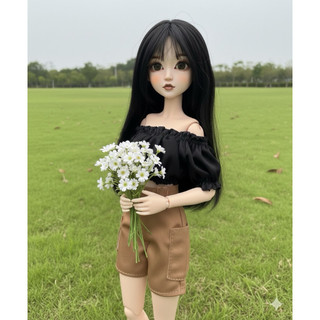 Set áo đen quần nâu size blythe,ob24,xinyi